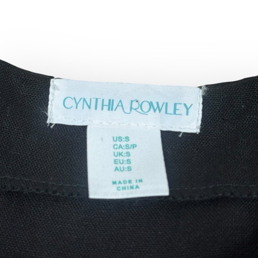 Cynthia Rowley Black Linen Blend Bubble Hem Dress Square Neck Fit Flare Small‎ - Picture 7 of 11